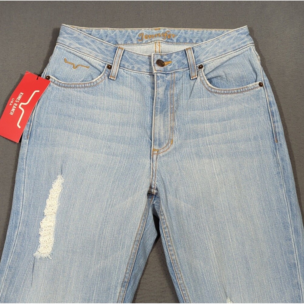Kimes Ranch Jeans Women's 4x30 Blue Jennifer Sugar Fade Flare Distressed Western